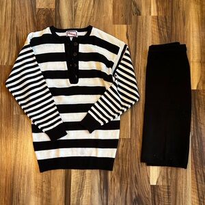 Vintage Striped Black and White Two Piece Knit Set Size M